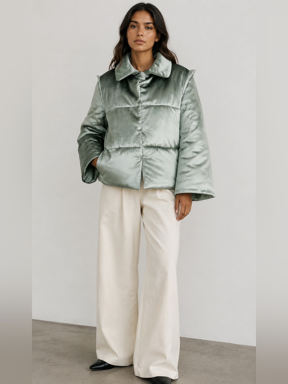 Dauphinette Short Seafoam Puffer - size Small